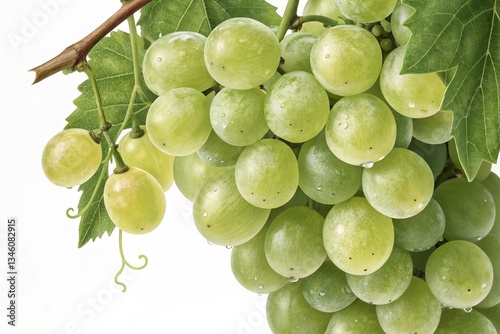 bunch of green grapes isolated on white background