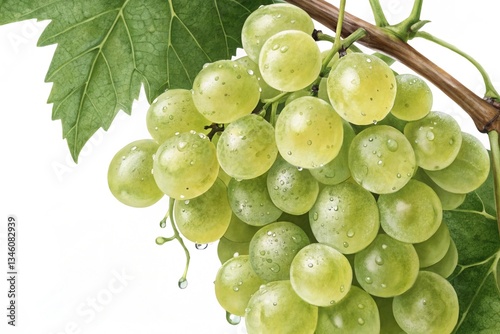 bunch of green grapes isolated on white background