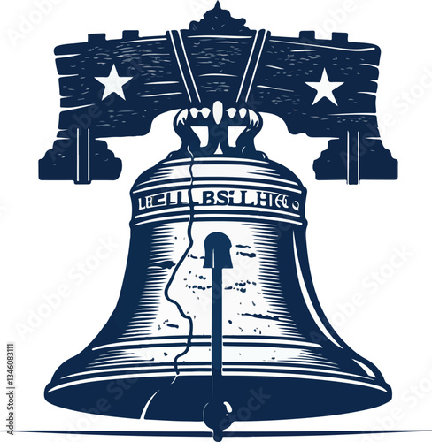 Liberty Bell Philadelphia Silhouette Icon – Historic Symbol Clipart Isolated Vector
