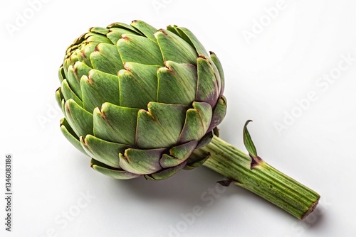 green artichoke on a white background