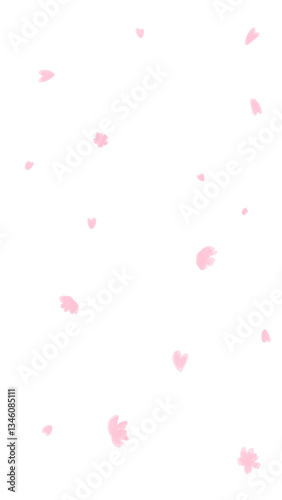 桜の花びらが舞い散るかわいいイラストの背景フレーム