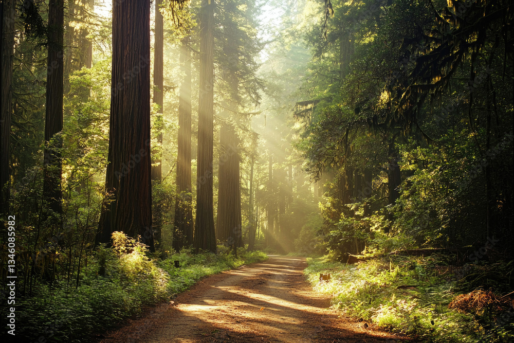 Fototapeta premium 木, 葉っぱ, 森, 自然, 光, 木漏れ日, イメージ, 抽象, 動き, 並木, 並木道, 道, tree, leaf, forest, nature, light, sunlight through trees, image, abstract, movement, tree-lined, path