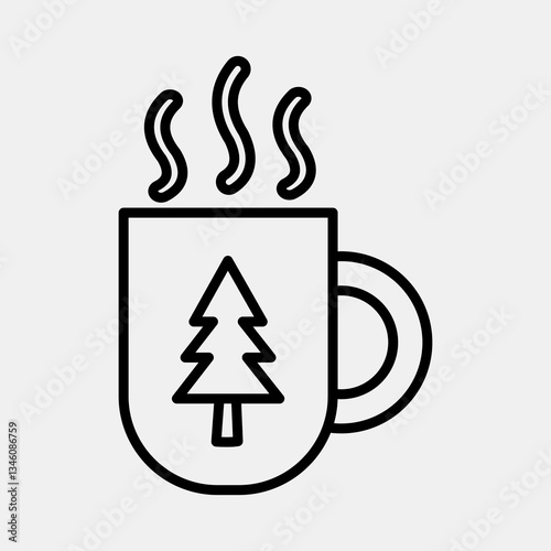 Icon cup. Camping and adventure elements. Icons in line style. Good for prints, posters, logo, advertisement, infographics, etc.