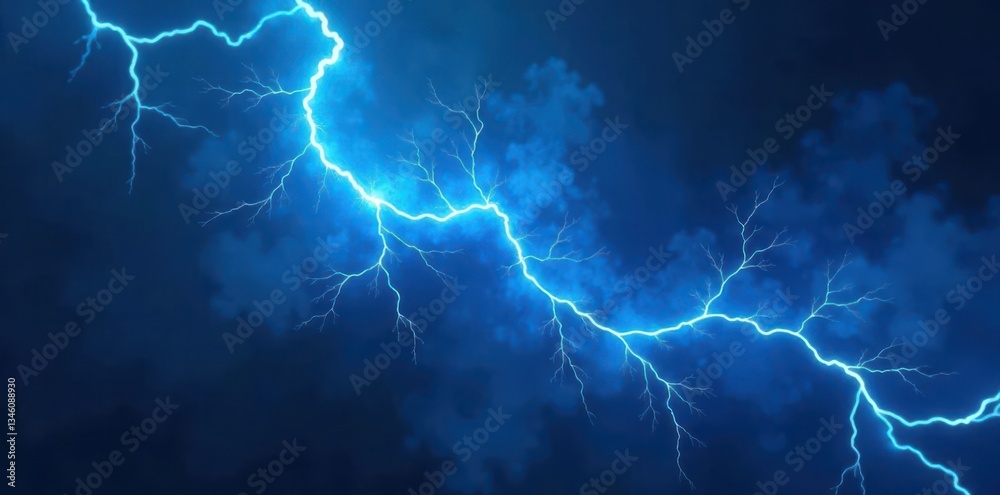 custom made wallpaper toronto digitalGlowing blue fractal lightning, high-energy abstract , vibrant, background, design