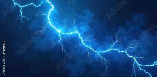 Wallpaper Mural Glowing blue fractal lightning, high-energy abstract , vibrant, background, design Torontodigital.ca