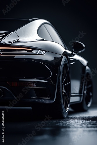 Sleek black luxury sports car in low light for a modern automotive aesthetic