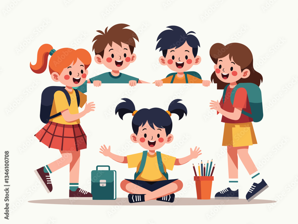 Flat design children back to school Flat design children back to school