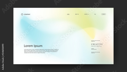 Abstract wave futuristic design of landing page. retro gradient mesh website design