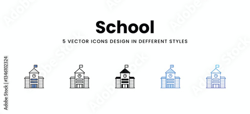 School vector icons set stock illustration