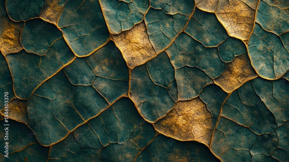 Obraz premium Abstract Gold Teal Leaf Texture Nature Background