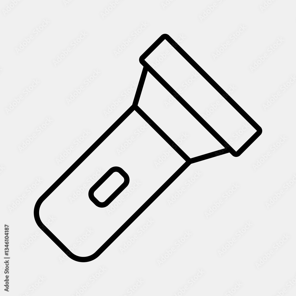 Icon pocket torch. Camping and adventure elements. Icons in line style. Good for prints, posters, logo, advertisement, infographics, etc. Icon pocket torch. Camping and adventure elements. Icons in line style. Good for prints, posters, logo, advertisement, infographics, etc.