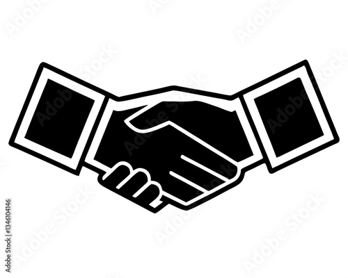 creative  business handshake icon silhouette vector illustration