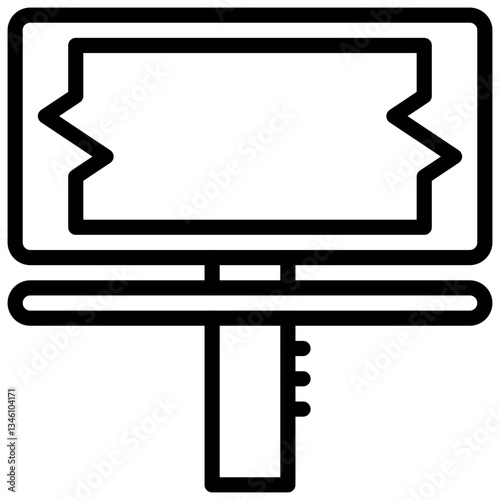 Glitching billboard. Editable stroke vector icon.