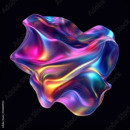Abstract iridescent fluid form (1)