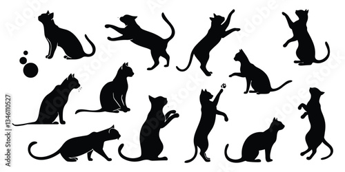Cat's silhouettes vector isolated on white background. Ai illustration Vector saved in EPS 10 and fully editable.