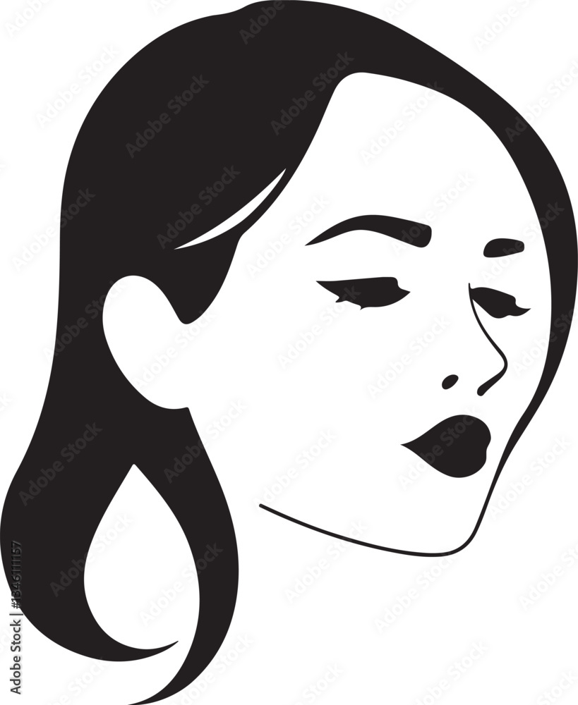 Fototapeta premium Female Face Icon woman person Woman's face is split in half silhouette vector art