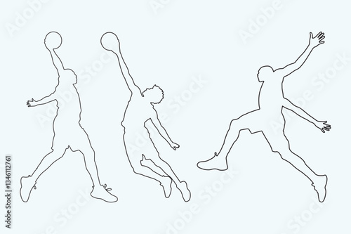 Basketball Player Silhouette Dunking Vector Illustration.