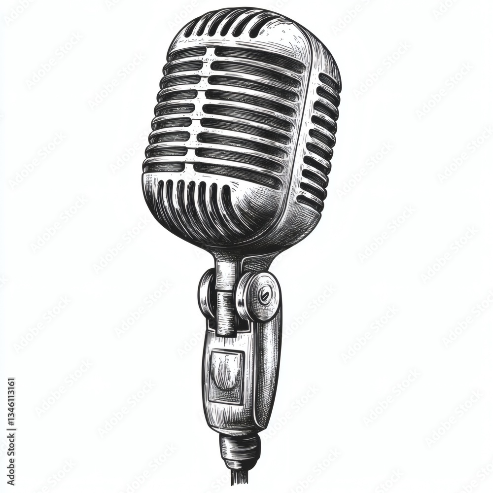 Fototapeta premium A microphone with a black and white drawing of it
