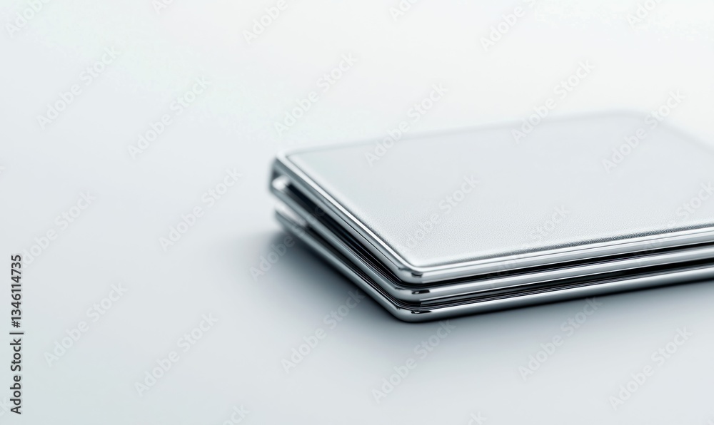 Sleek metal card holder presents a modern and professional image on a clean white surface. Sleek metal card holder presents a modern and professional image on a clean white surface.