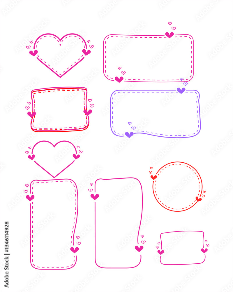 Cute HandDrawn Heart Frames, Valentines Day Borders, Romantic Design Elements Cute HandDrawn Heart Frames, Valentines Day Borders, Romantic Design Elements