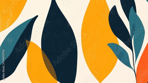 Abstract Floral Background with Colorful Leaves Design.