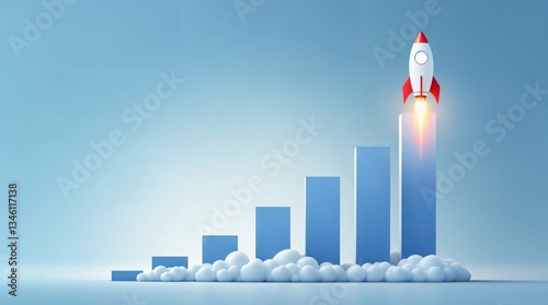 Ascending bars with rocket boosting skyward success