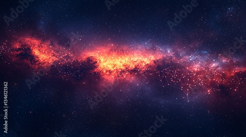 Stunning Cosmic Landscape with Vibrant Colors and Starry Background