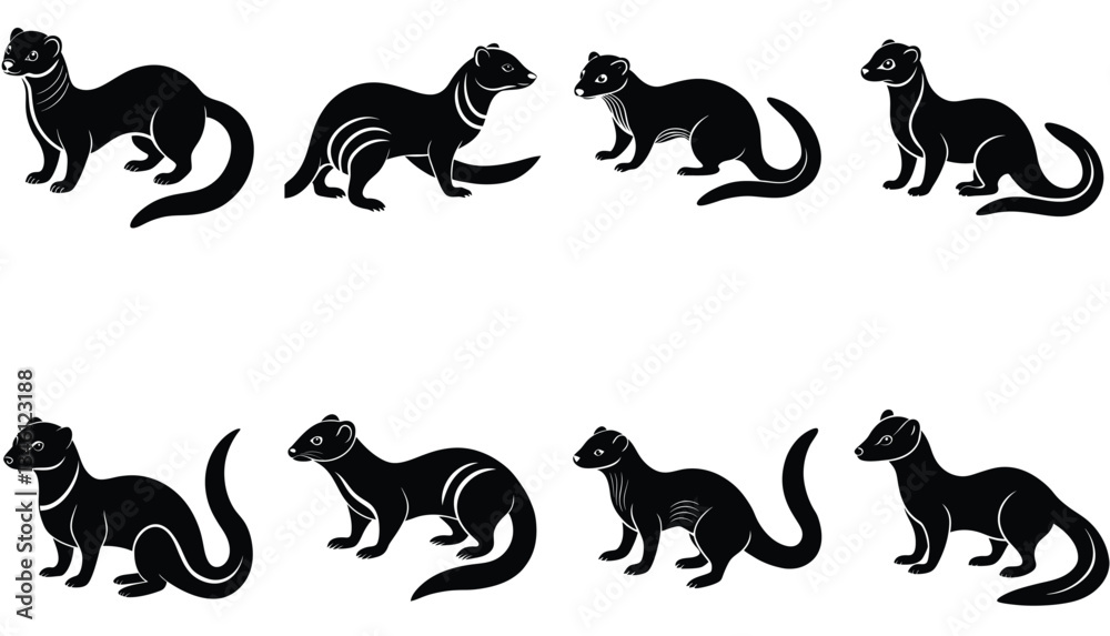Obraz premium Mongoose Animal Vector Shilhouette Bundle Set 