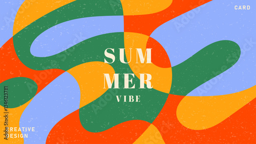 Summer backgrounds with liquid abstract shapes. Fluid juicy illustration, cover template, geometric art in pastel colors and minimal style. Vintage vector packaging layout. Flowing forms.
