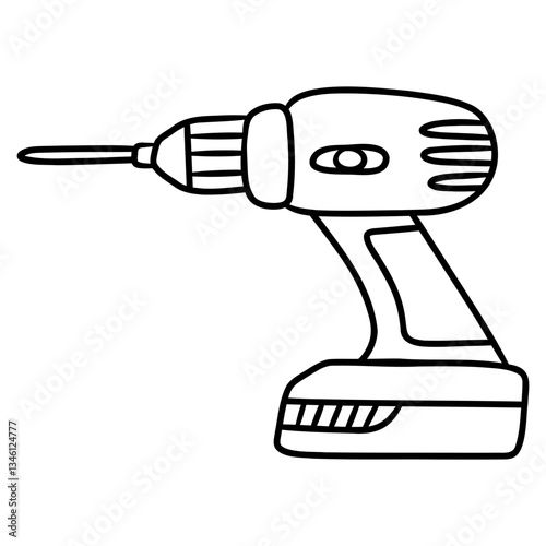 vector illustration of hand drill machine