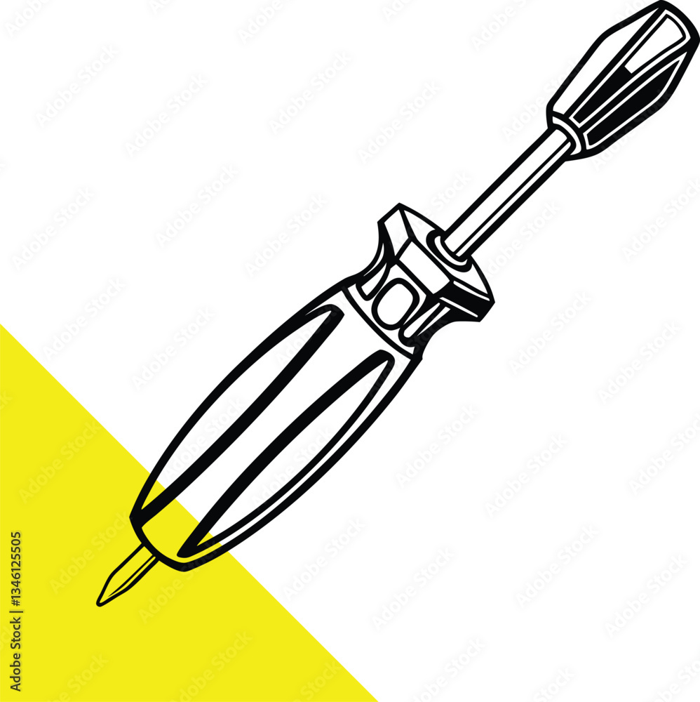 Obraz premium Boning Rod Vector - Dual Ended Screwdriver Icon - Reversible Bit Screwdriver - High-Quality Monochrome Vector Of A Multi-Purpose Screwdriver For Construction