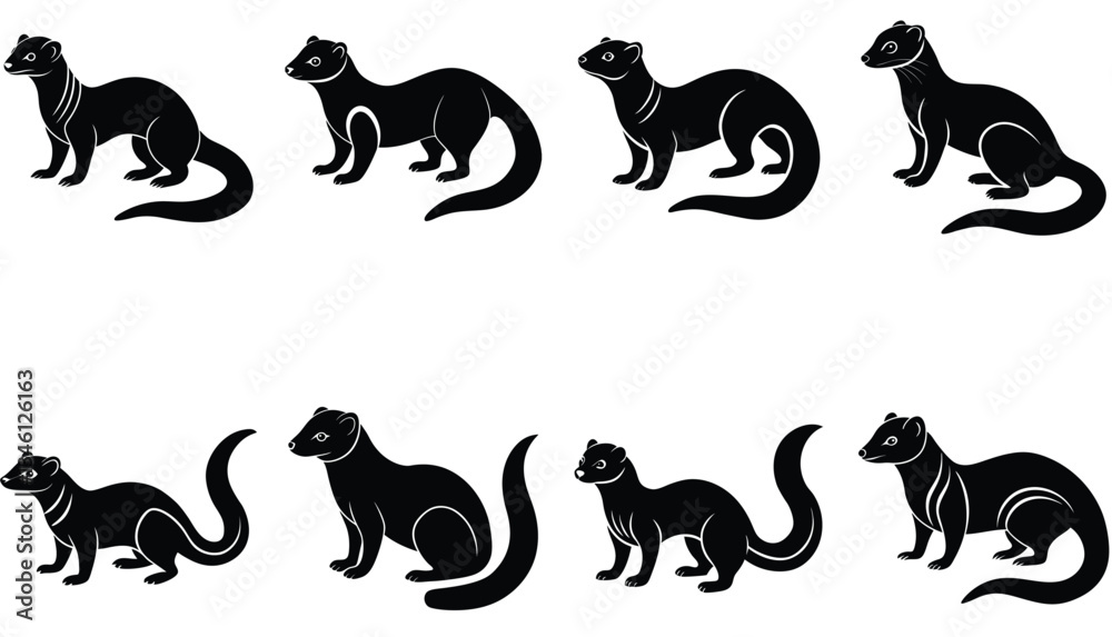 Obraz premium Mongoose Animal Vector Shilhouette Bundle Set 