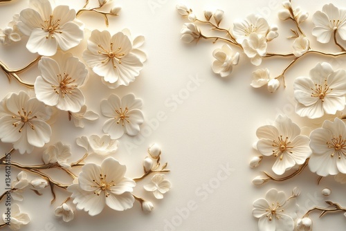 Elegant White Floral Arrangement on Cream Background for Decor