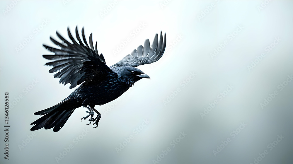 Fototapeta premium Flying Crow In Pixel Art Style