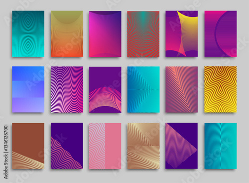 Vibrant abstract lines poster background vector set