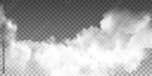 Realistic white clouds, fog, smog transparent special effect