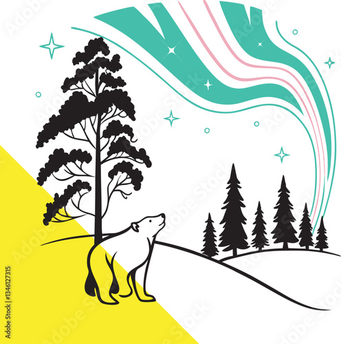 Aurora’s Whisper - The Bear’s Night Sky - Lost in the Glow of the Aurora Borealis - Enchanted Skies The Bear and the Aurora