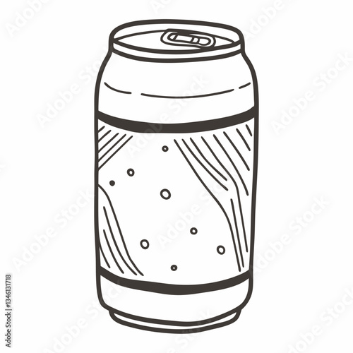 Hand Drawn Soda Can Illustration with Simple Line Art Design
