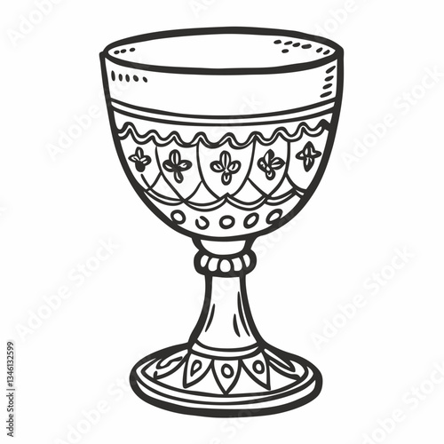 Intricate Hand Drawn Goblet Illustration with Ornamental Design