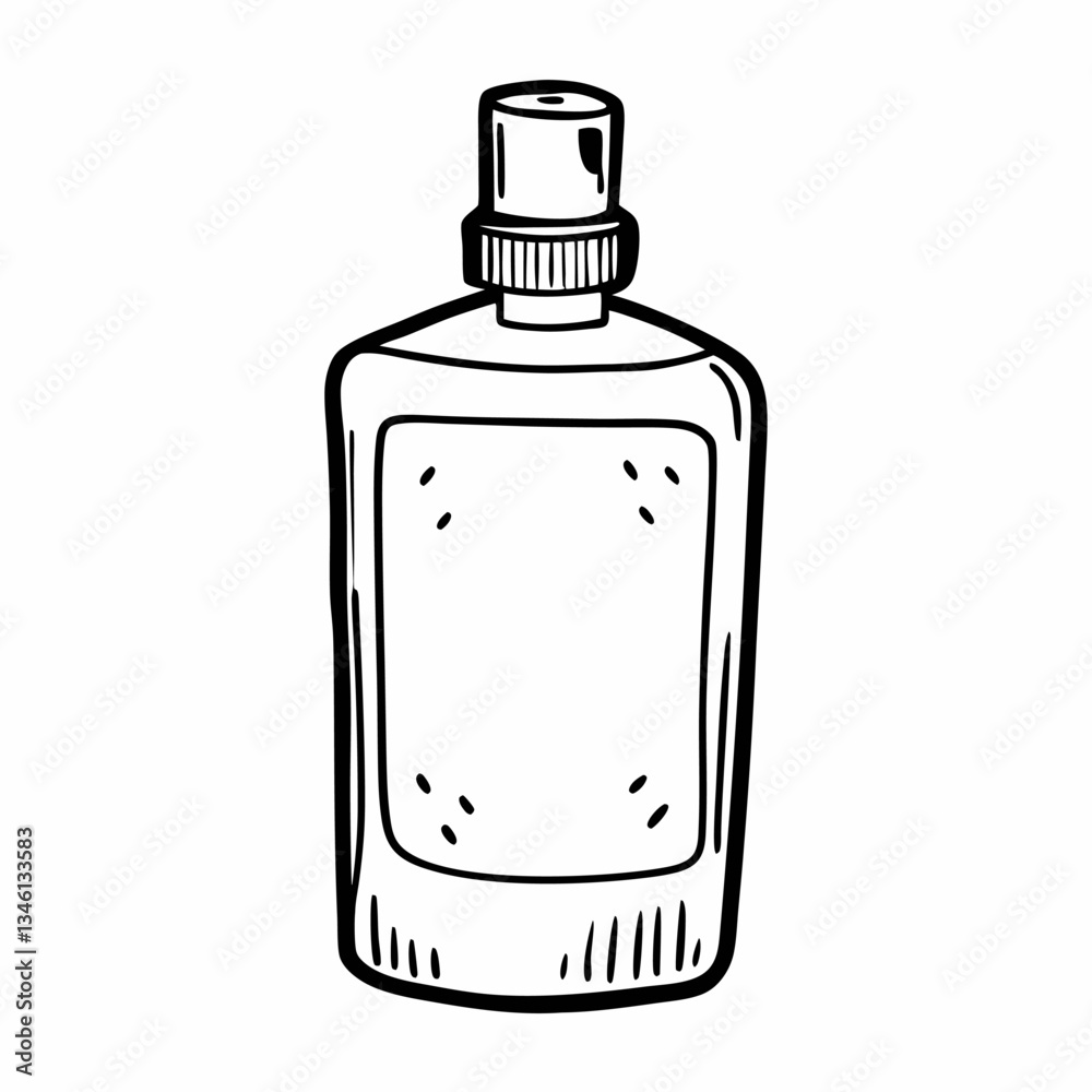 Hand Drawn  Illustration of a Spray Bottle with Minimalist Design
