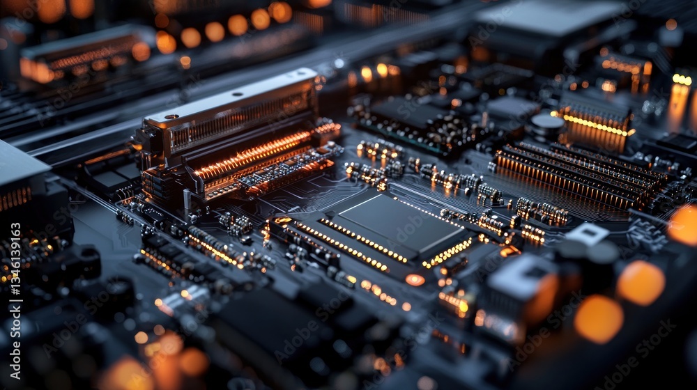 Intricate Circuit Board: A Close-Up of Electronic Components Intricate Circuit Board: A Close-Up of Electronic Components