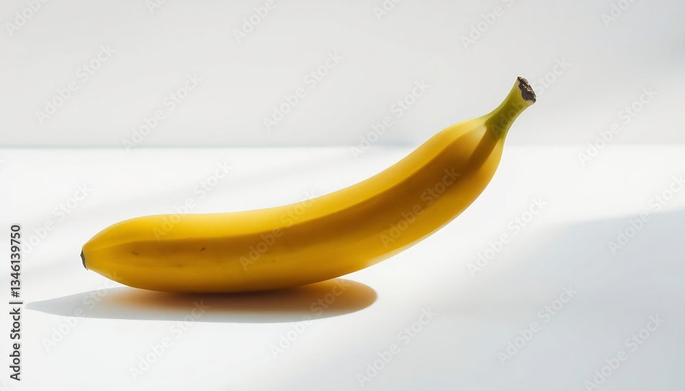 Single Yellow Banana on White Single Yellow Banana on White
