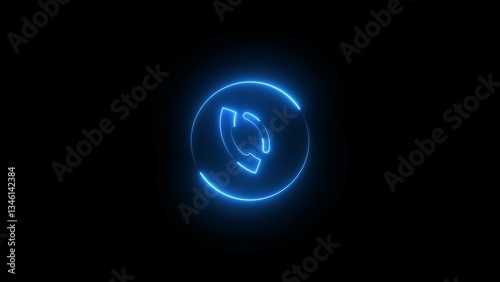  Neon Phone Call Icon Illustration.