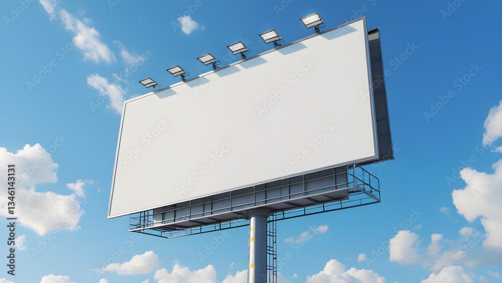 Outdoor Advertisement Billboard Mockup with Spotlights in Clear Sky – Marketing and Branding Template Outdoor Advertisement Billboard Mockup with Spotlights in Clear Sky – Marketing and Branding Template