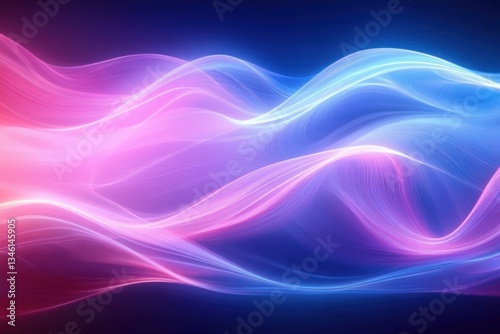 Abstract Neon Waves Glowing Pink Blue Futuristic Background High Speed Movement Bokeh Lights Digital Art