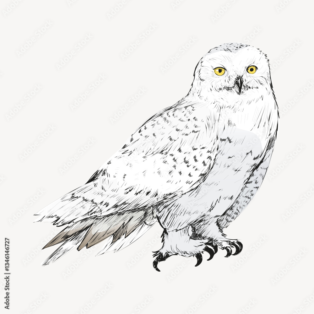 Fototapeta premium Snow owl animal illustration vector