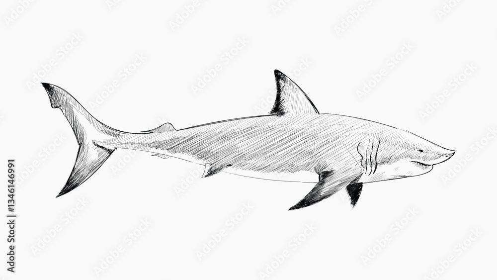 Obraz premium Great White Shark animal illustration vector