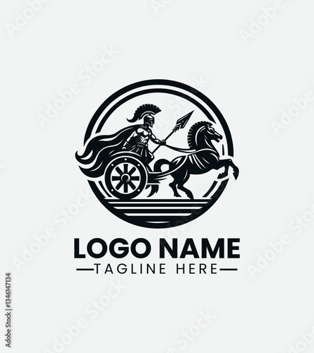 Gladiator in Chariot Logo Design, Chariot Gladiator Logo