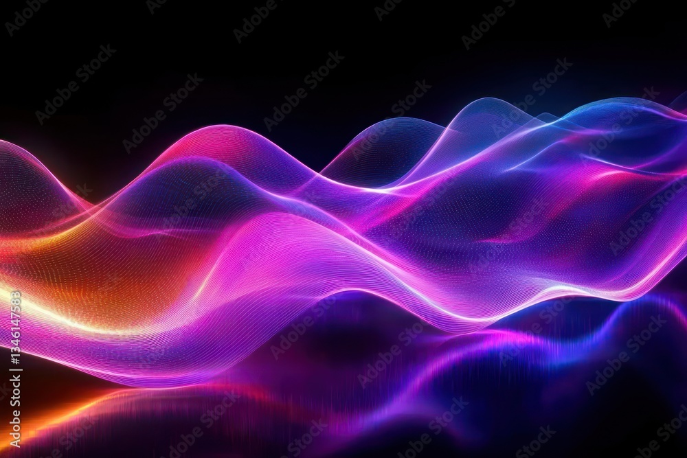 Abstract Background of Futuristic Corridor with Glowing Neon Waves in Pink and Blue Abstract Background of Futuristic Corridor with Glowing Neon Waves in Pink and Blue