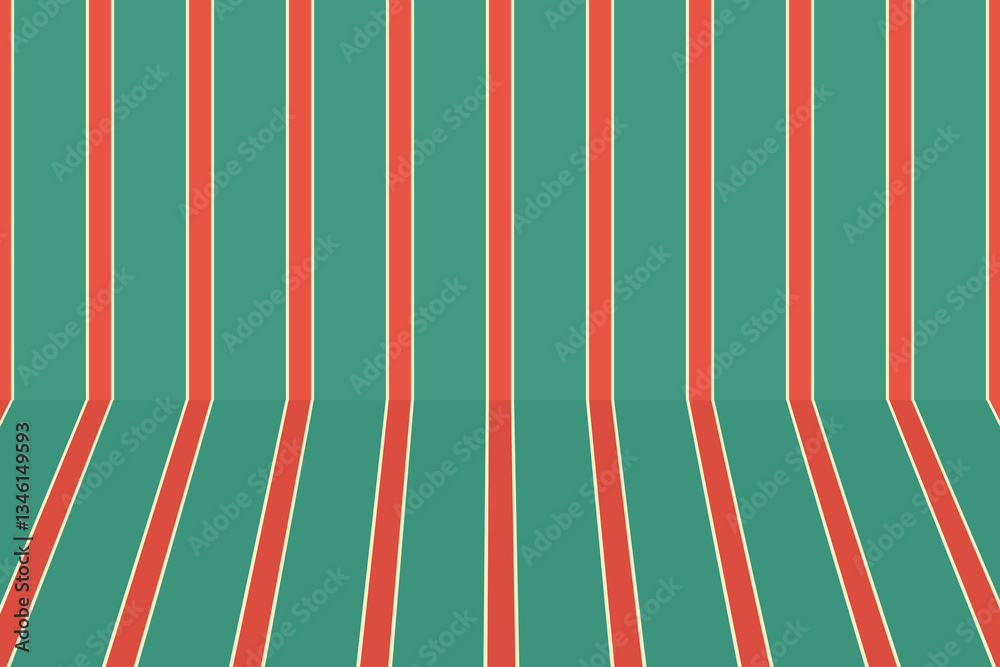 Retro background scene in striped wallpaper